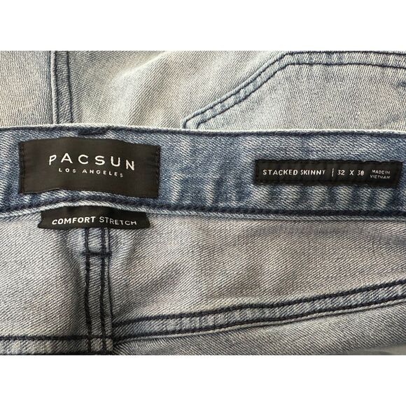 PacSun Men's Comfort Stretch Stacked Skinny Destroyed Jeans Size 32x30 - Picture 2 of 3